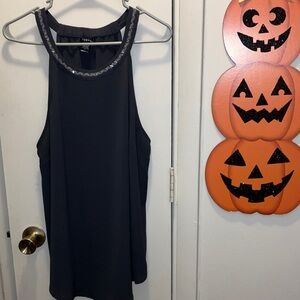 Torrid Steel Gray Tank Top with Silver Beaded Neckline Trim Size 1
